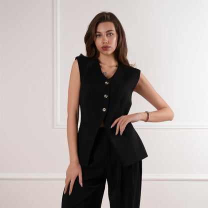 Μαύρο Structured Γιλέκο - Black Tailored Vest