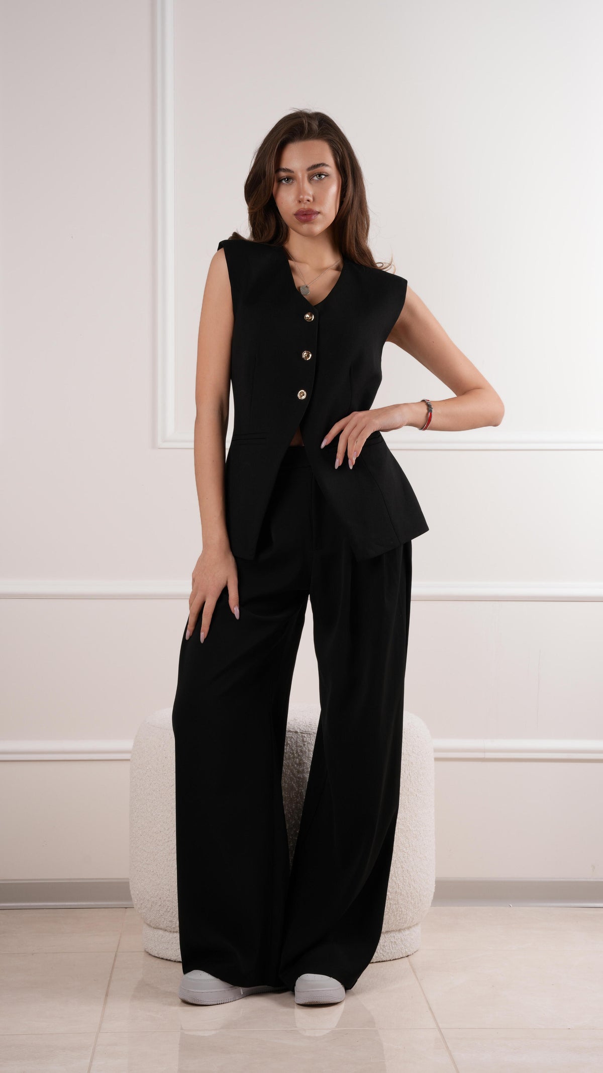 Μαύρο Παντελόνι Wide Leg - Black Wide Leg Tailored Trousers