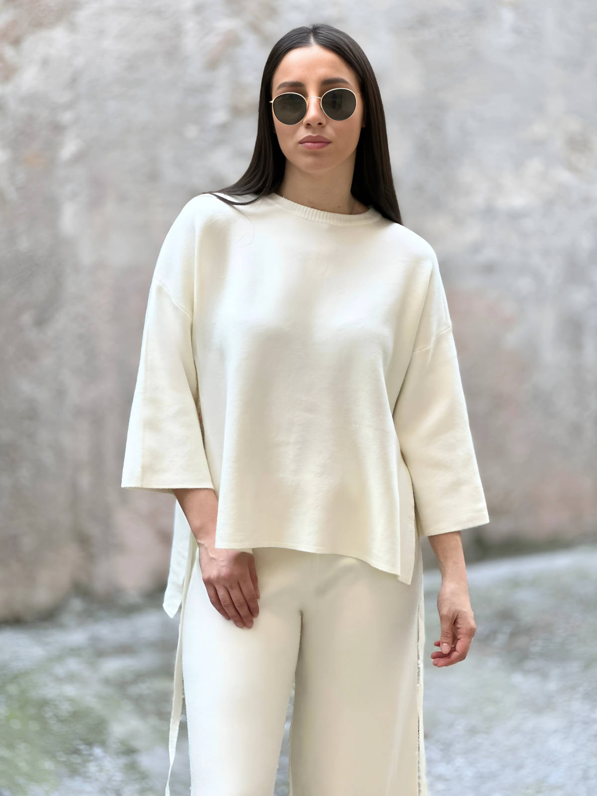 Λευκό Μάλλινο Σετ - White Knitted Set