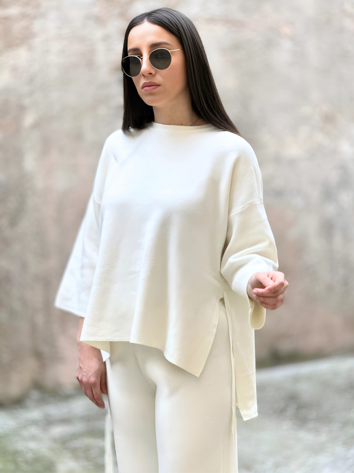 Λευκό Μάλλινο Σετ - White Knitted Set