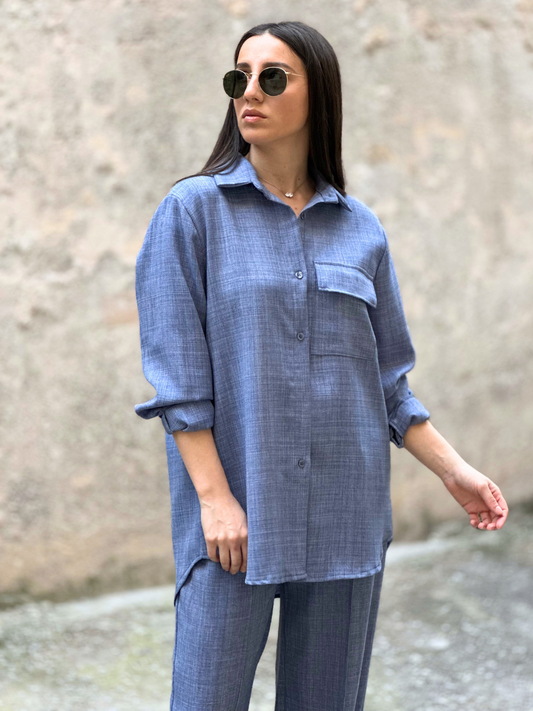 Oversized Σετ σε Μπλε Τζιν Απόχρωση - Blue Jeans Oversized Set